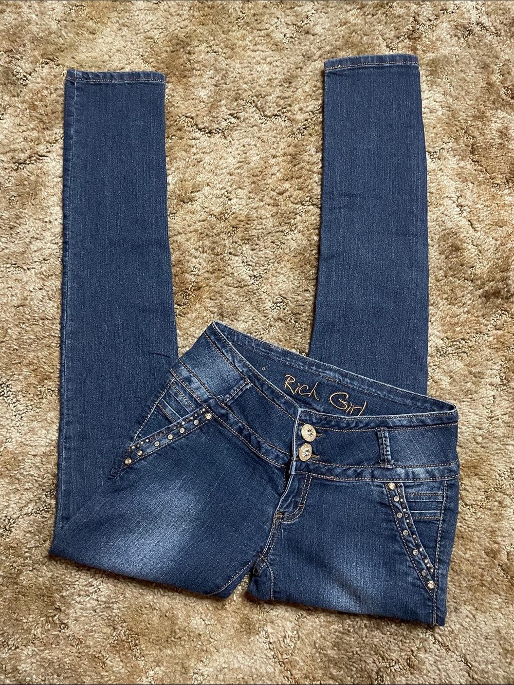 Rich Girl Y2K 2000s Style Low Rise Skinny Rhinestone Jean‎ Juniors Size 7